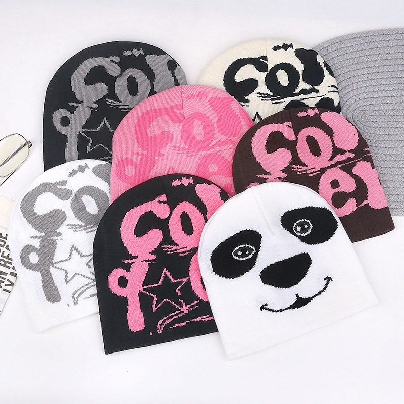 Subculture Knitted Street Niche Letter Korean Style Japanese Trendy Hat Dopamine Hot Girl Colorful Hip Hop Luxury Cap Brand Designer Hat