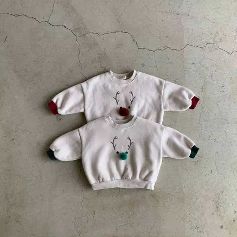 Winter Christmas Clothes Boy Autumn Girl Children Deer Antler Print Sweatshirt Baby Tops Kid Thicken Warm SweatshirtsW260917