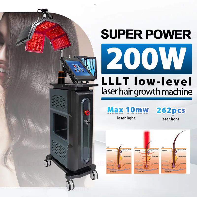High End New LLLT Diode Laser Hair Restoration 650nm Hair Growth Machine 5 in 1 200X Hair Detection Scalp Nourishing High Frequency Massage Instrume