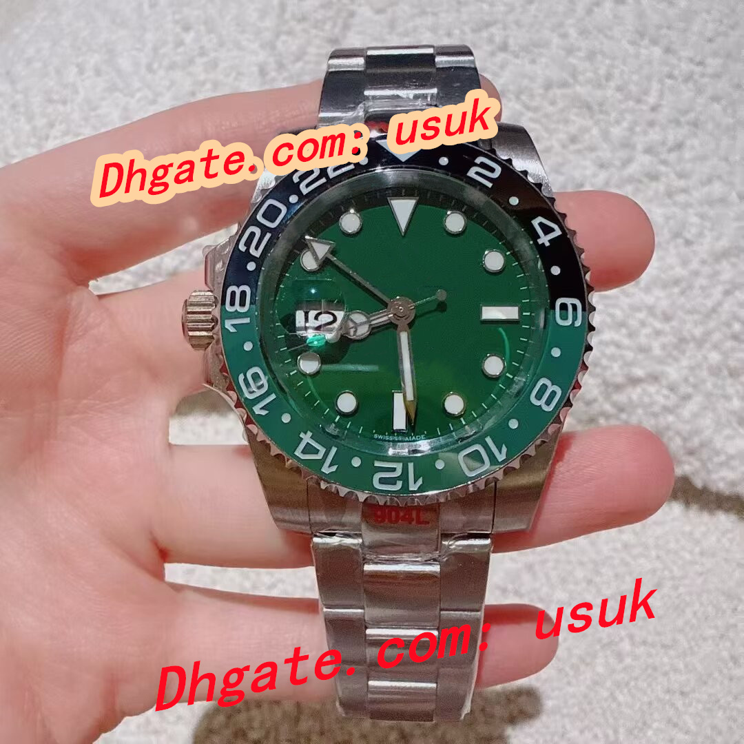 U1 Factory Mens Watch New GMT SPRITE GREEN Black Bezel JUBILEE 40mm 126720 ST9 Steel Watches Automatic Mechanical Sapphire Glass Fashion Men's