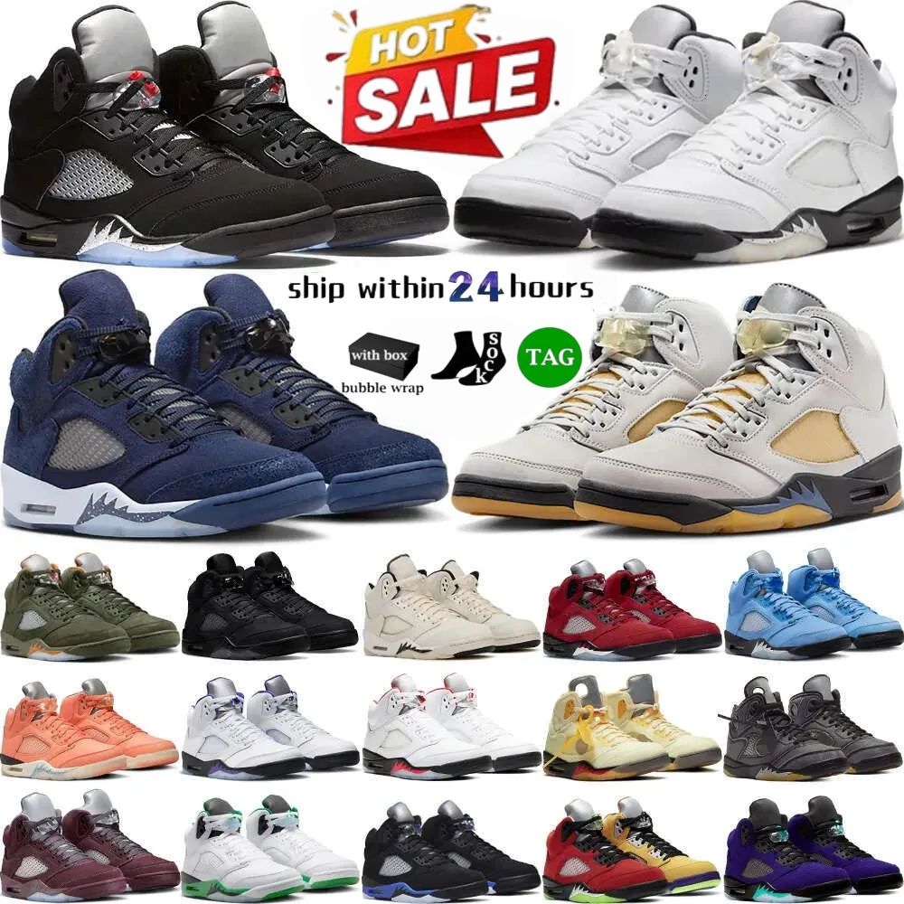 With Box Man Women j5 Mens Basketball Shoes 5s Black Cat Olive Navy Georgetown Aqua UNC Lucky Green Concord Racer Blue Raging Bull Fire Red Suede Sa