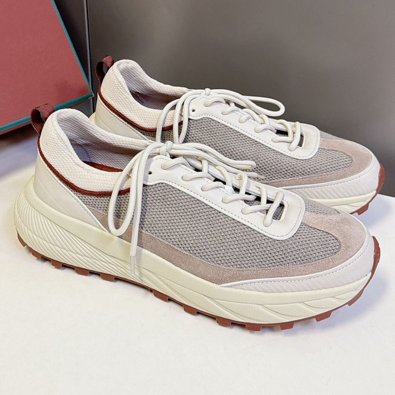 Mera Trail Walk Mens Sneakers Designer Splicing Mesh Running Shoes Merino Wool Soft Nappa Leather Suede Leather Combined With Daily Versatile Casual