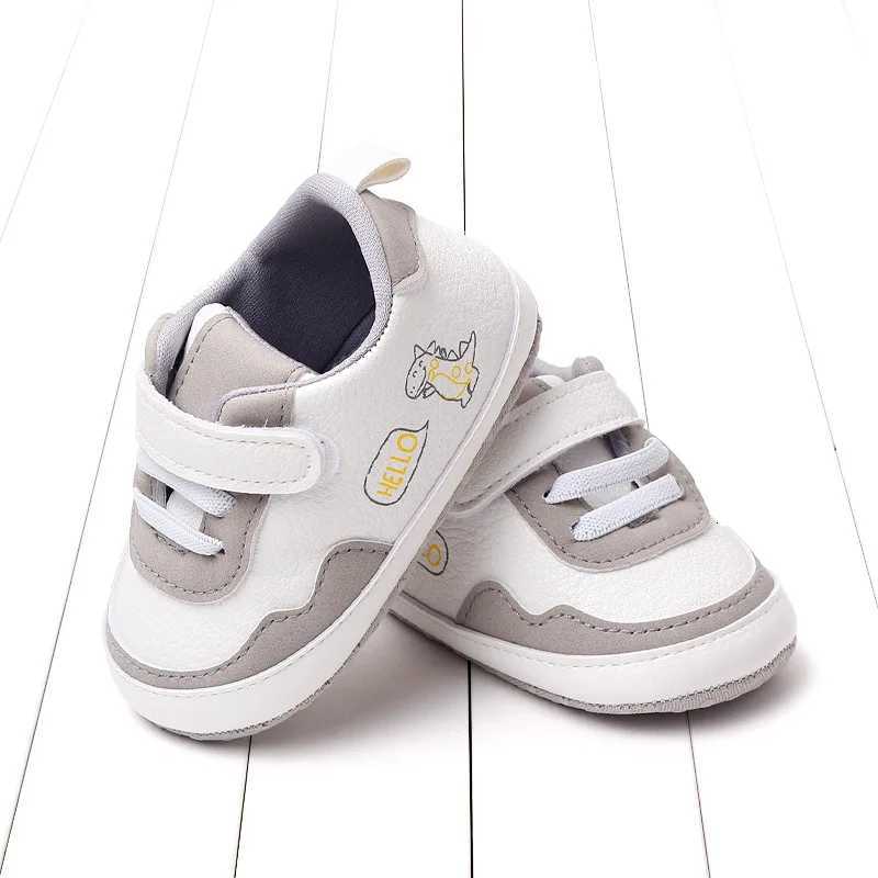 New Color Blocked 0-18M Spring And Autumn Baby Shoes For Men And Women PU Cartoon Printed Casual Sports Soft Soled Baby Walking Q260916
