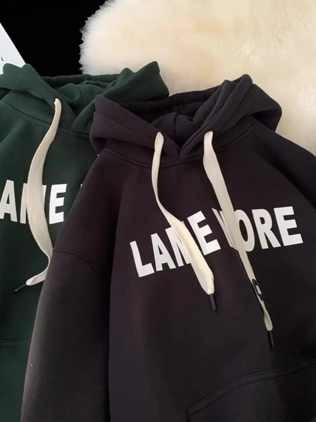 Heavyweight Fleece Hoodie Autumn Winter American Trendy Mens Long Sleeve Top Couple Outfit Casual Streetwear 260918