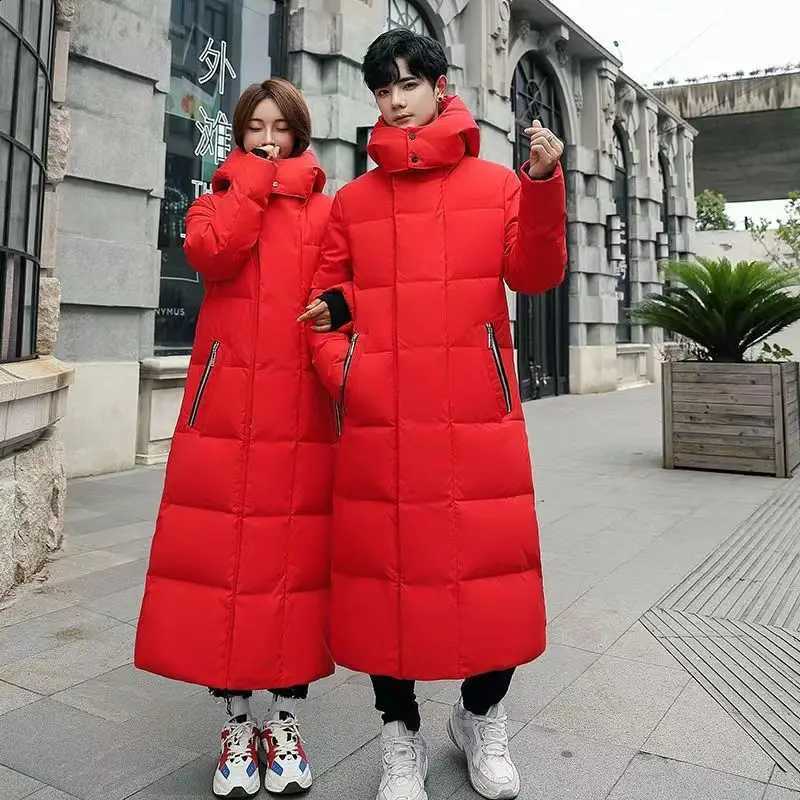 2023 Winter Cold resistant Down JaCKet -30 degrees Men's Women X-Long Winter Warm Fashion Brand Red Parkas S-5XL H260917