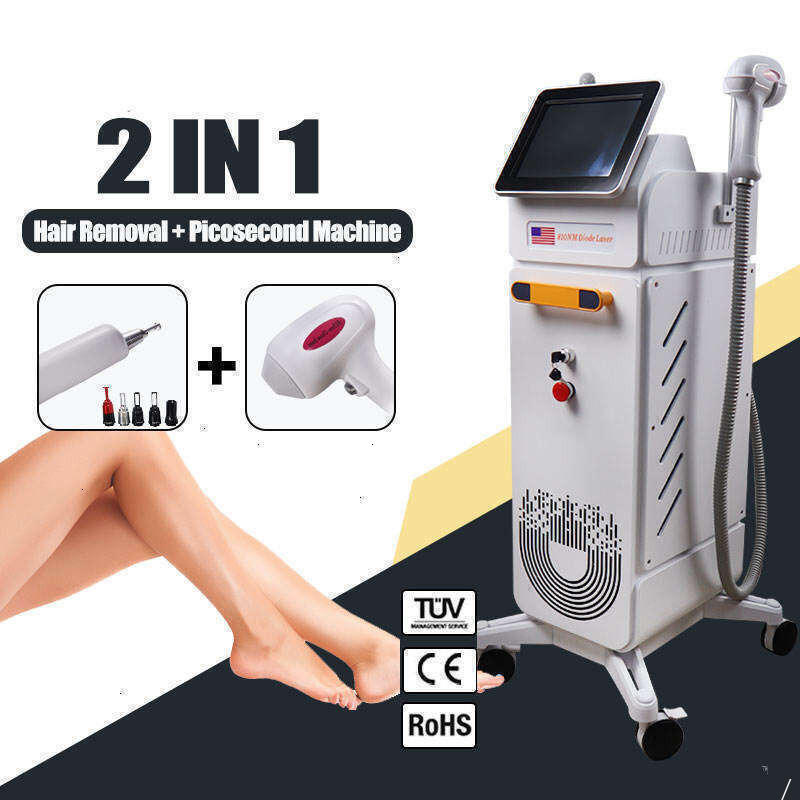 Professional Pico Laser Tattoo Pigment Removal Diode 808 Hair Removal Machine CE Face Firming Black Doll Pore Shrink Treatment 2 In 1 Beauty Salon