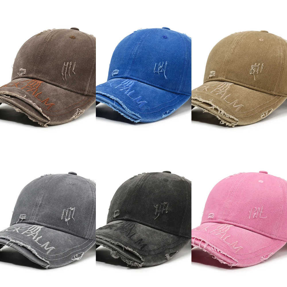 Ripped Distressed Baseball Cap Personalized Simple Letter Design Hat Fashion Outdoor Casual Breathable Cap For Men Women J260917
