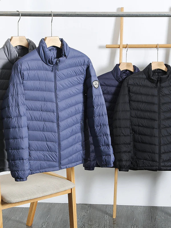 Lightweight down Series Mens Autumn Winter Thin Stand Collar Duck Jacket Warmth Outerwear Casual Style Waterproof 260918
