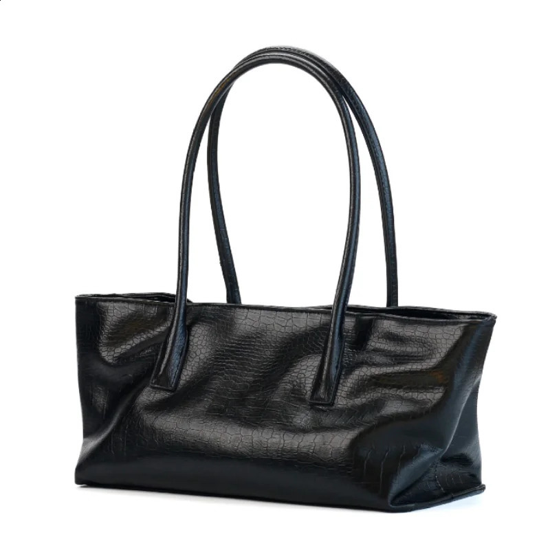 Women Crocodile Texture Pu Leather Shoulder Tote Bag Large Capacity Retro Long Handle Handbag Casual Office Daily Shopping Purse 260917