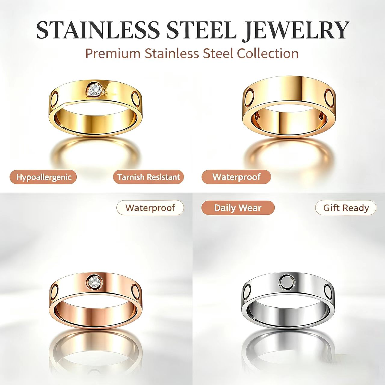 rings diamond ring love ring With box Stainless steel couples rings Gift for Loved One rings for women rings designer for women bague bijoux gold ri
