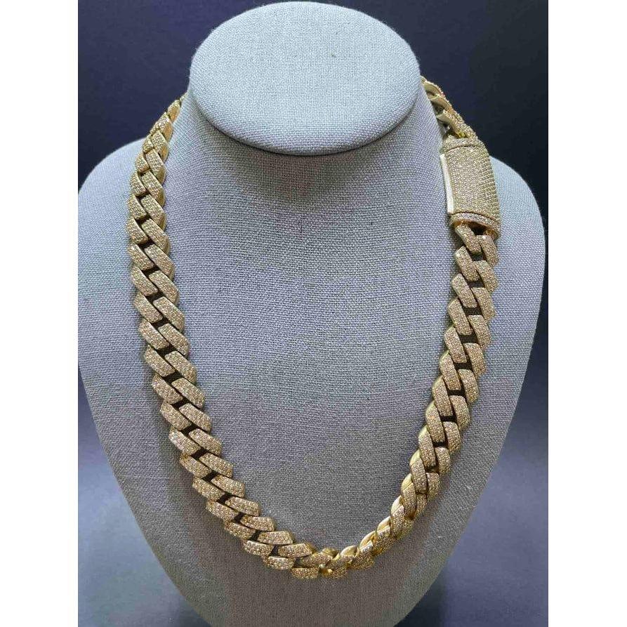 SHREYA DIAM 45.00CT Moissanite Necklace-18MM VVS Miami Cuban Link Chain 925 Silver Rhodium Plated White/Yellow Gold Unisex