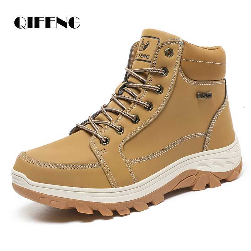 Yellow Ankle Boots Cowboy Footwear Snow Warm Fur Sneakers Padded Trekking Black Waterproof Leather Men Hiking Shoe Winter Summer Q260916