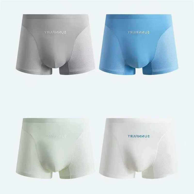 Mesh Personalized 4Pcs Breathable Men's Ice Silk Boxer Shorts Summer Quick Drying Sports Underwear Men's Casual Boxer Shorts D260918