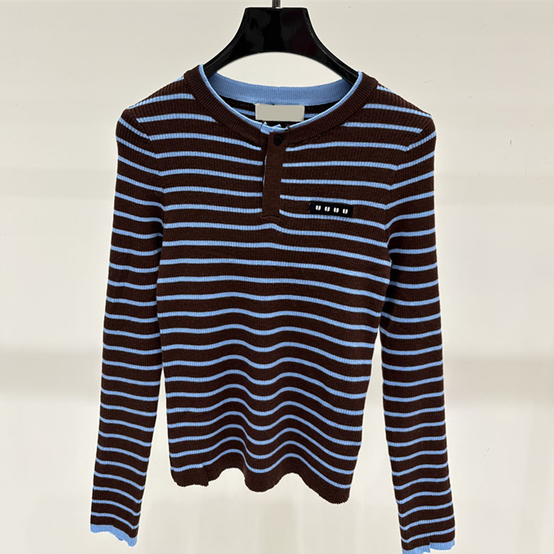 Vintage Women Striped Knit Top Sexy Slim Fit Crew Neck Long Sleeve Cropped Pullover Autumn Party Club Chic Knit Sweatshirt