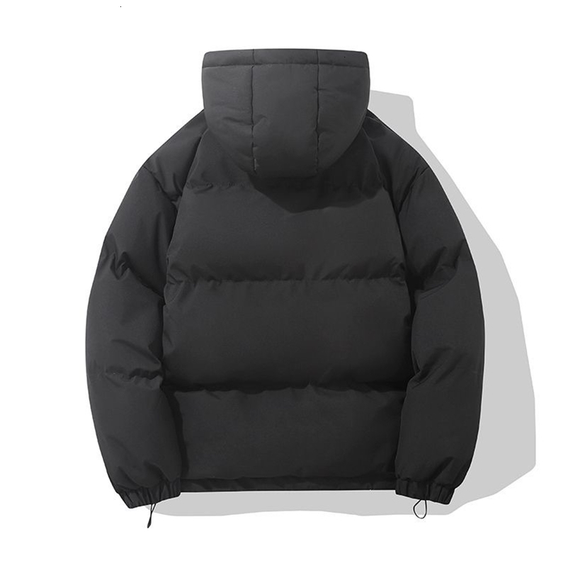 American fashion down jacket men's winter solid color warm hooded bread suit cotton thickened loose 260917