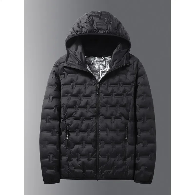 Winter White Down Jacket Men Graphene Self-heating Windproof Pleated Hooded Puffer Jackets Casual Warm Down Coats Male Clothing 260917
