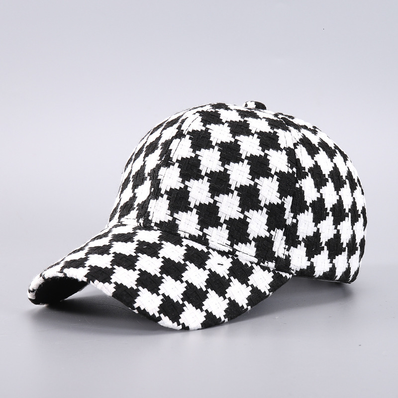 Luxury Cap Brand Designer Hat Houndstooth Series Baseball Cap, Japanese Style, Black And White Checkerboard Pattern, British Style Hat, Factory Stoc