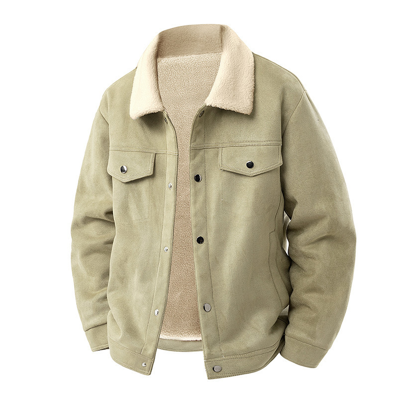 Autumn Winter New Men s Jacket Retro Suede Top Fleece Lined Thickened Casual Workwear Jacket