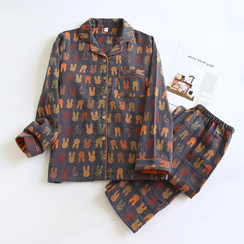 2026 Spring And Autumn Couple Pajama Set 100% Cotton Long Sleeve Pants For Men And Women Two Piece Cute Home Furnishings 260917