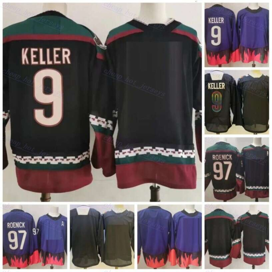 Reverse Retro Purple 9 Clayton Keller Hockey Jerseys Vintage Phoenix 97 Jeremy Roenick Alternate Classic Black Mens Stitched Shirts