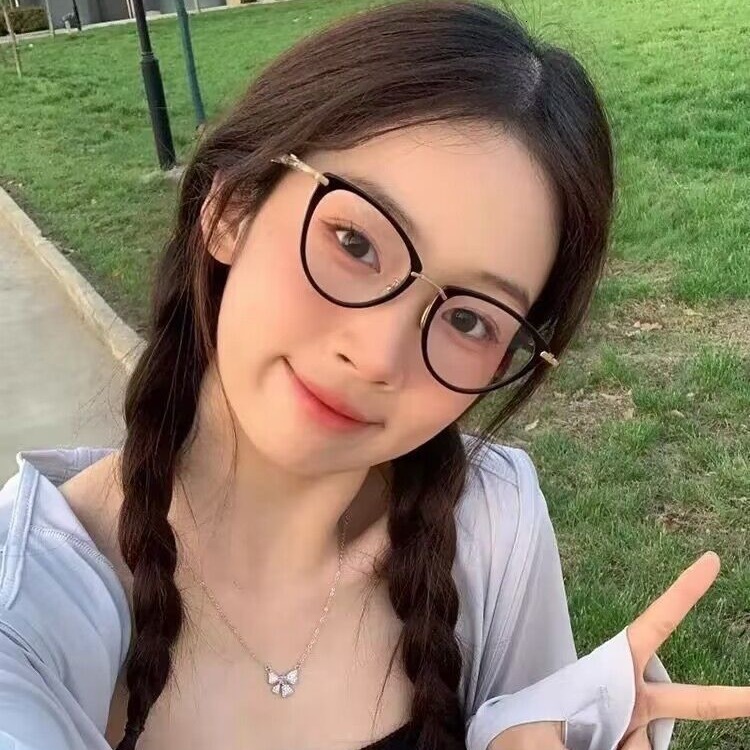 Autumn New Fashion Plain Versatile Retro Anti-Blue Light for Female Students Party No-Makeup Myopia Glasses Wholesale