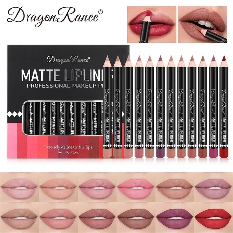 Long Lasting Matte Lip Liner 12 Colors Set Waterproof High Pigment Nude Wooden Pencil Makeup Kit for Daily Use 260908