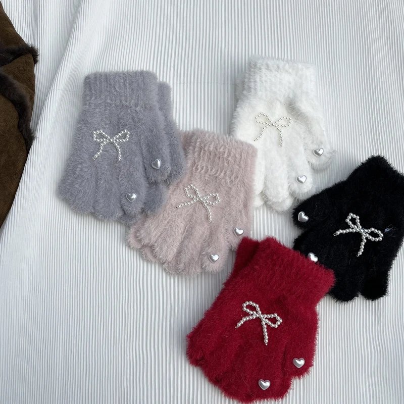 Windproof Warm Acrylic Knitted Gloves for Kids 46 Years Autumn Winter
