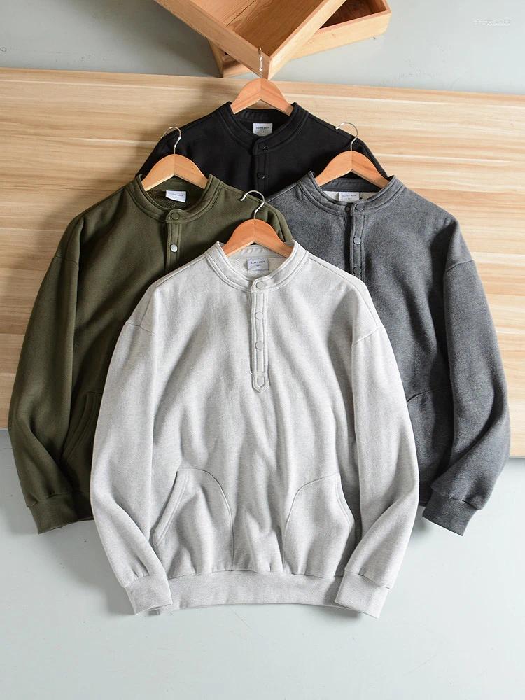 Thickened Fleece Hoodie Men's Outdoor Casual Henry Collar Autumn Winter Sweatshirt Zipper Closure Color Style Order