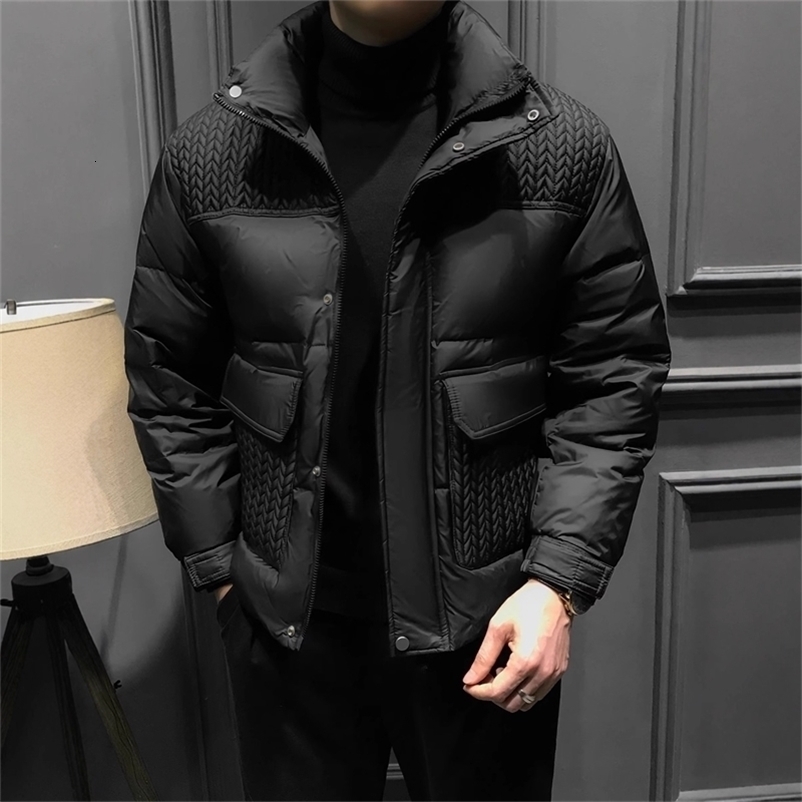 High quality Men's Winter Shiny Down Jackets Short Trendy Hooded Thickened Warm outerwear White Duck 260917
