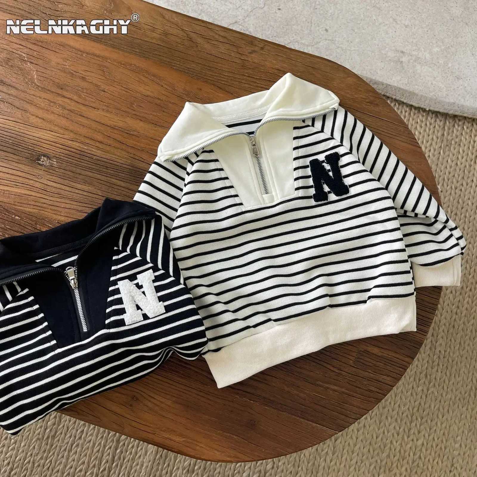 Kids 2023 spring New In Baby Boys Fl Sle Striped Letter Color Blocking Top Sweatshirts Children Fashion Clothing OutwearW260917