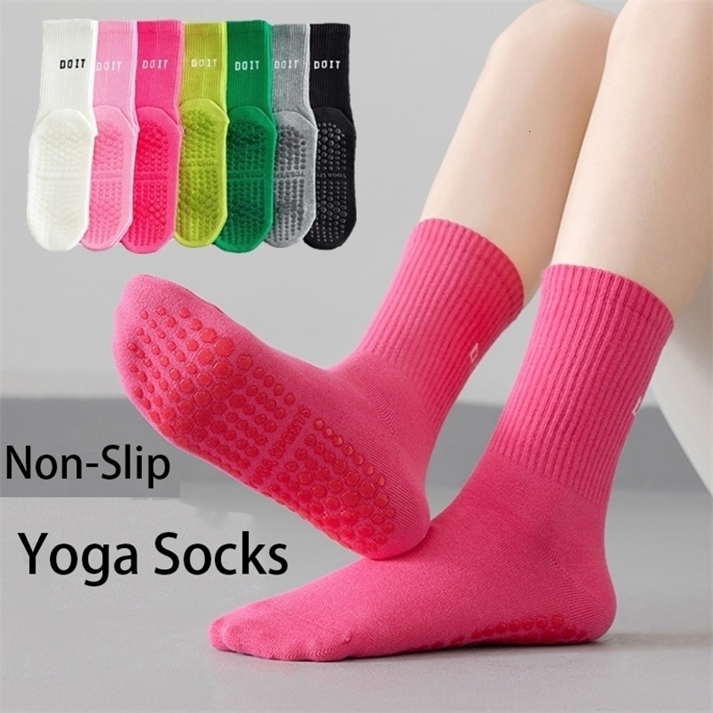 3 Pairs Cotton Yoga Socks For Women Solid Color Professional Non-slip Pilates Dance Gym Sports Breathable Fitness Floor 260917