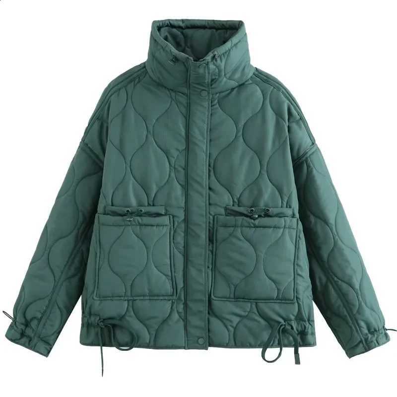 Luxury Coats Autumn Winter Quilted Cotton-padded Jacket Vintage Collar Lace-up Long Sleeve Zipper Parkas Design Chic Jackets New H260917