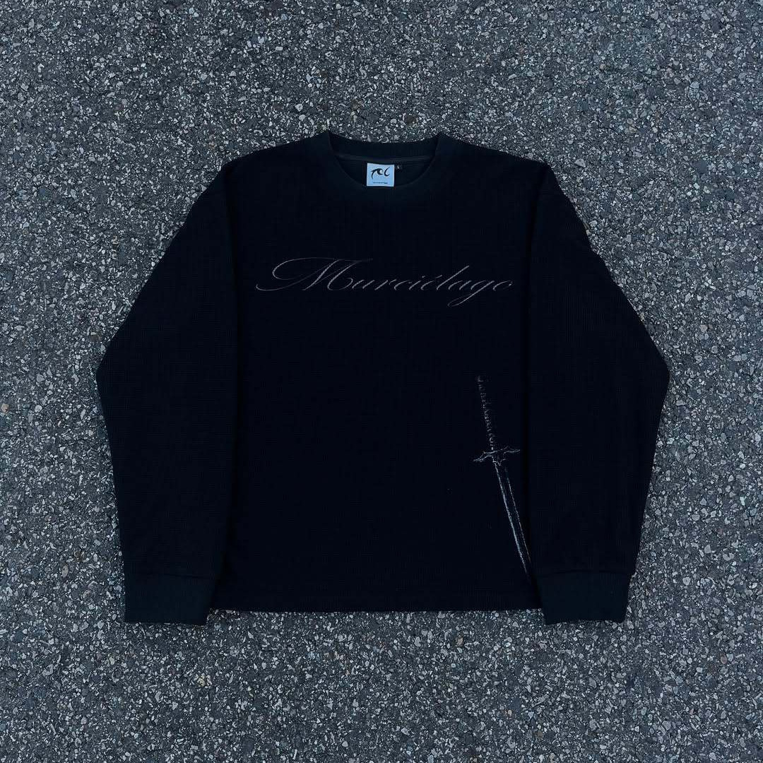 2025 autumn and winter japanese style retro trendy round neck knitwear men's loose casual color block letter T-shirt d6