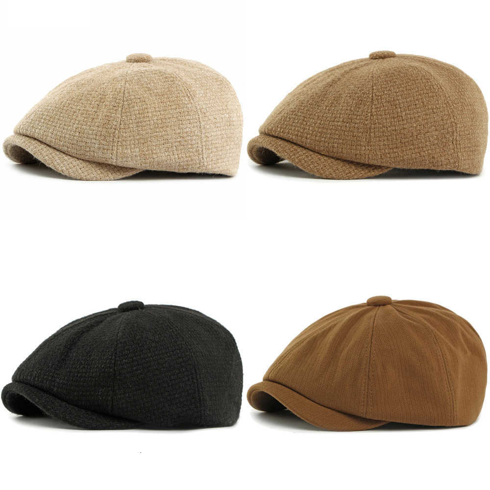 New Berets HT5032 Beret Cap Spring Autumn Winter Men Women Cap Artist Painter Wool Beret Hat Male Female Adjustable Octagonal Beret Cap J260919