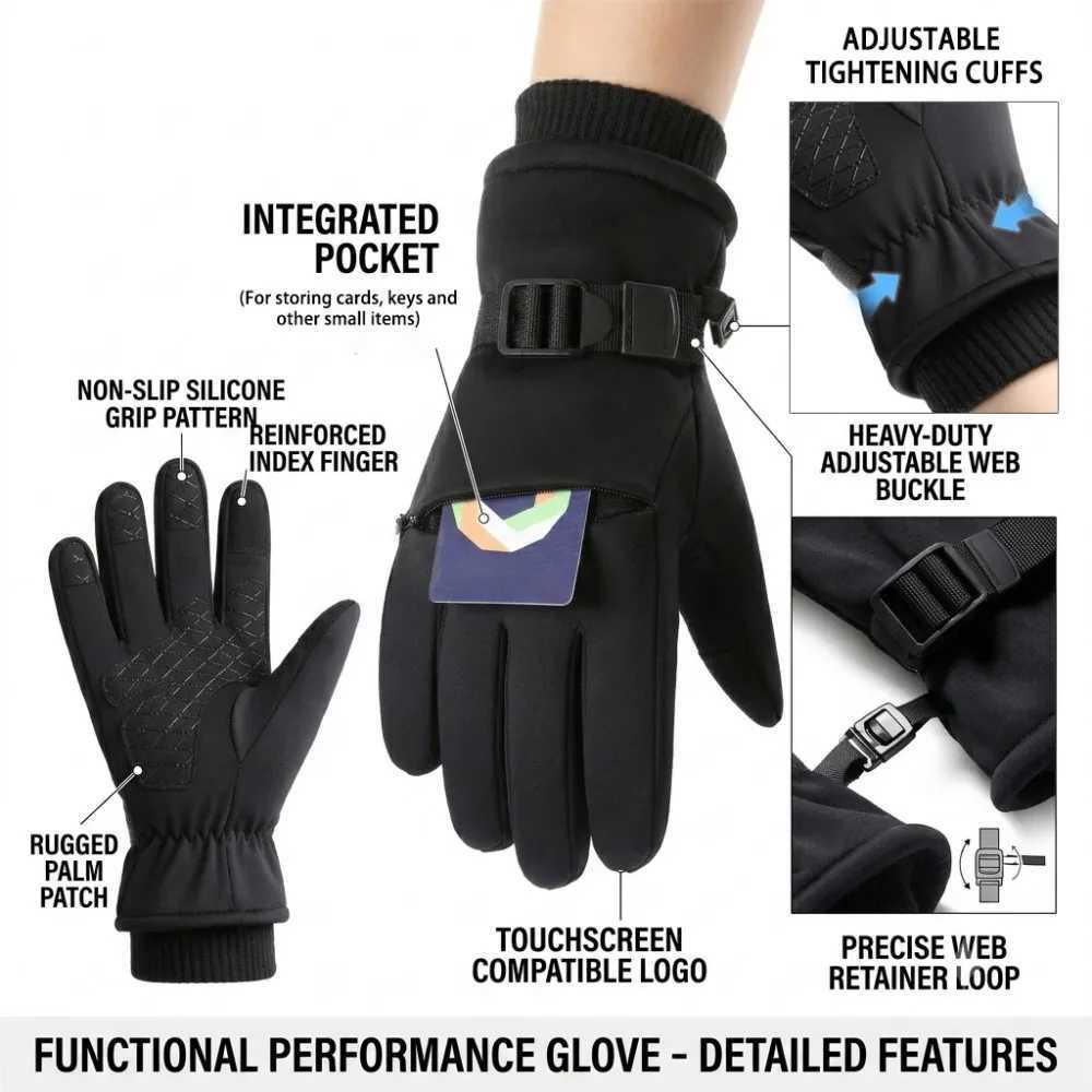 Winter LMirror Ski Thermal Gloves Ski Gloves Touchscreen waterProof windpro of Cold Weather Cycling Driving Snowboard for Men Women D2609191