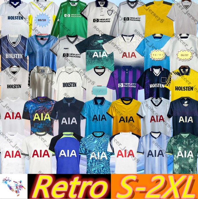 18 19 20 21 22 23 24 25 26 Tottenham Soccer Jerseys SHERINGHAM ROMERO VAN DE VEN WERNER Rétro 91 92 93 94 95 98 06 07 08 83 hommes Maillot de foo