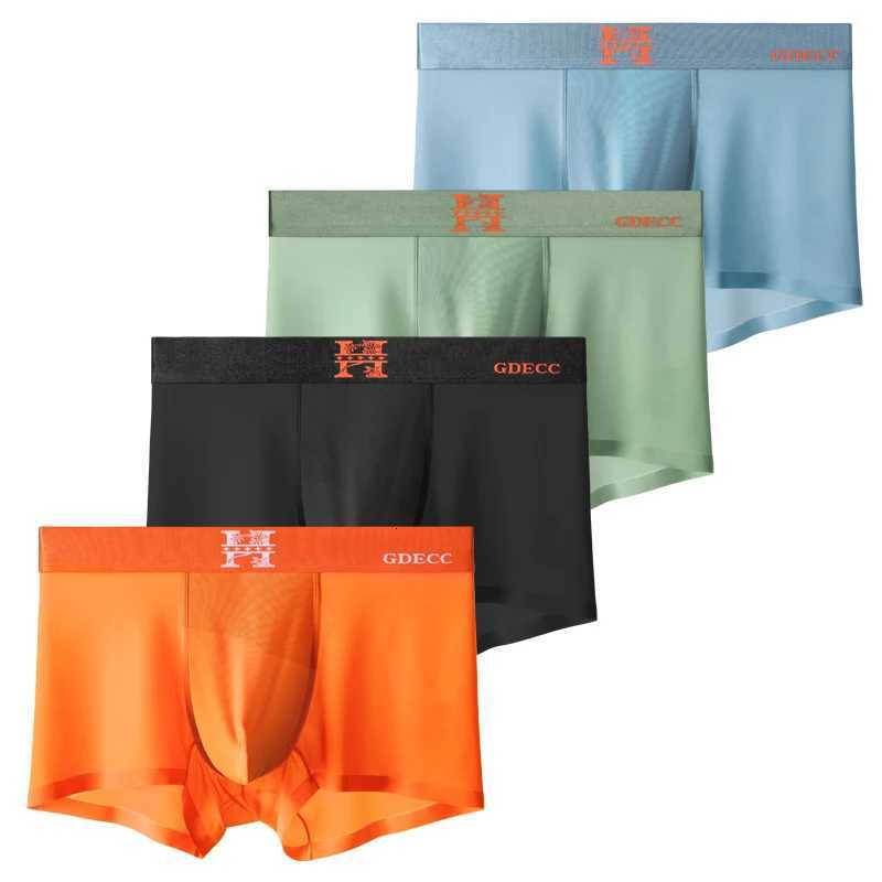 4PCS Designe Light Underpants Style Ice Silk Breathable Solid Color Men's Boxer With Gift Box D2609181