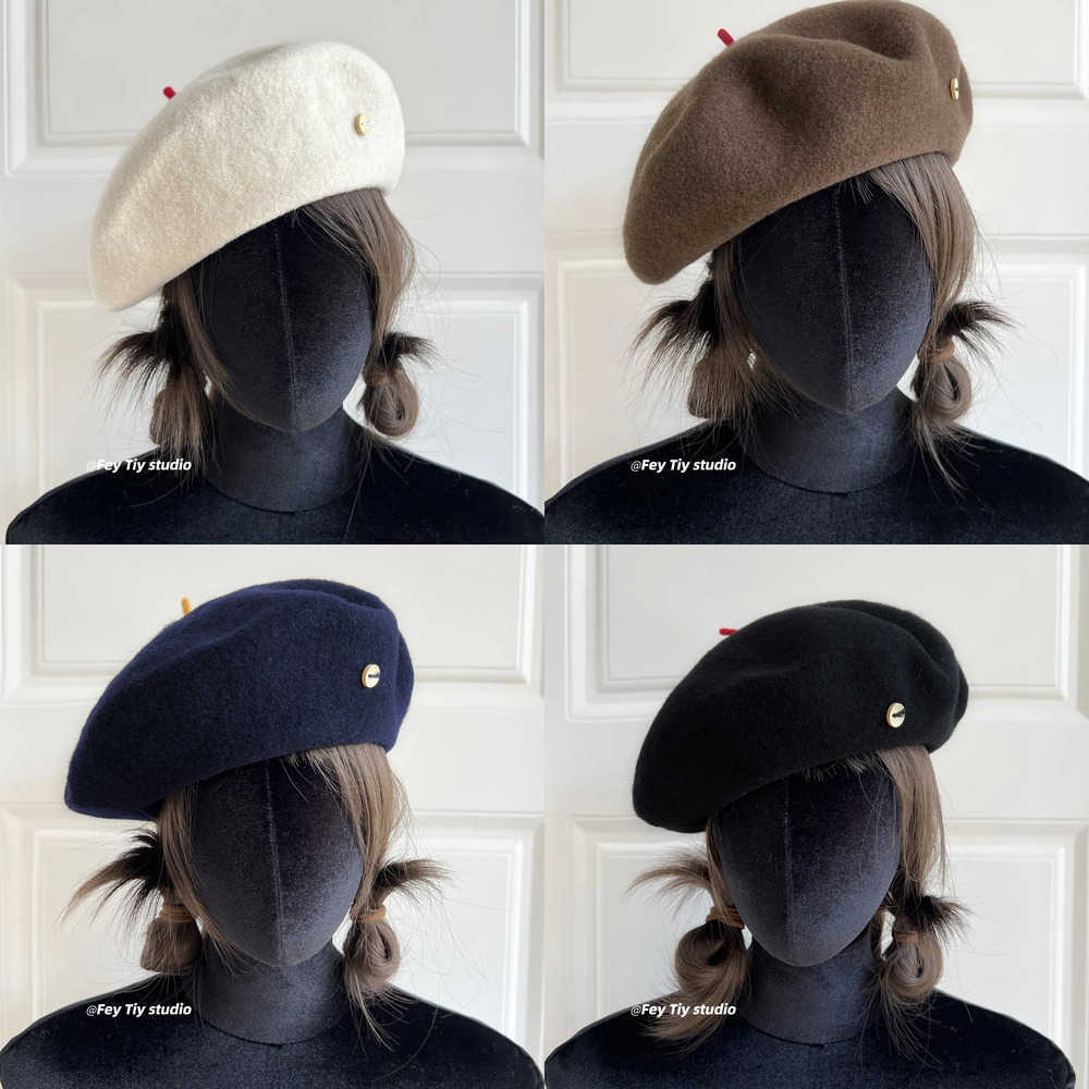Wool Berets Korean Style 100% Fashion Soft Beret for Autumn and Winter New Warm Artist's Hat Plain Color Beret Painter Hat for Women J260919