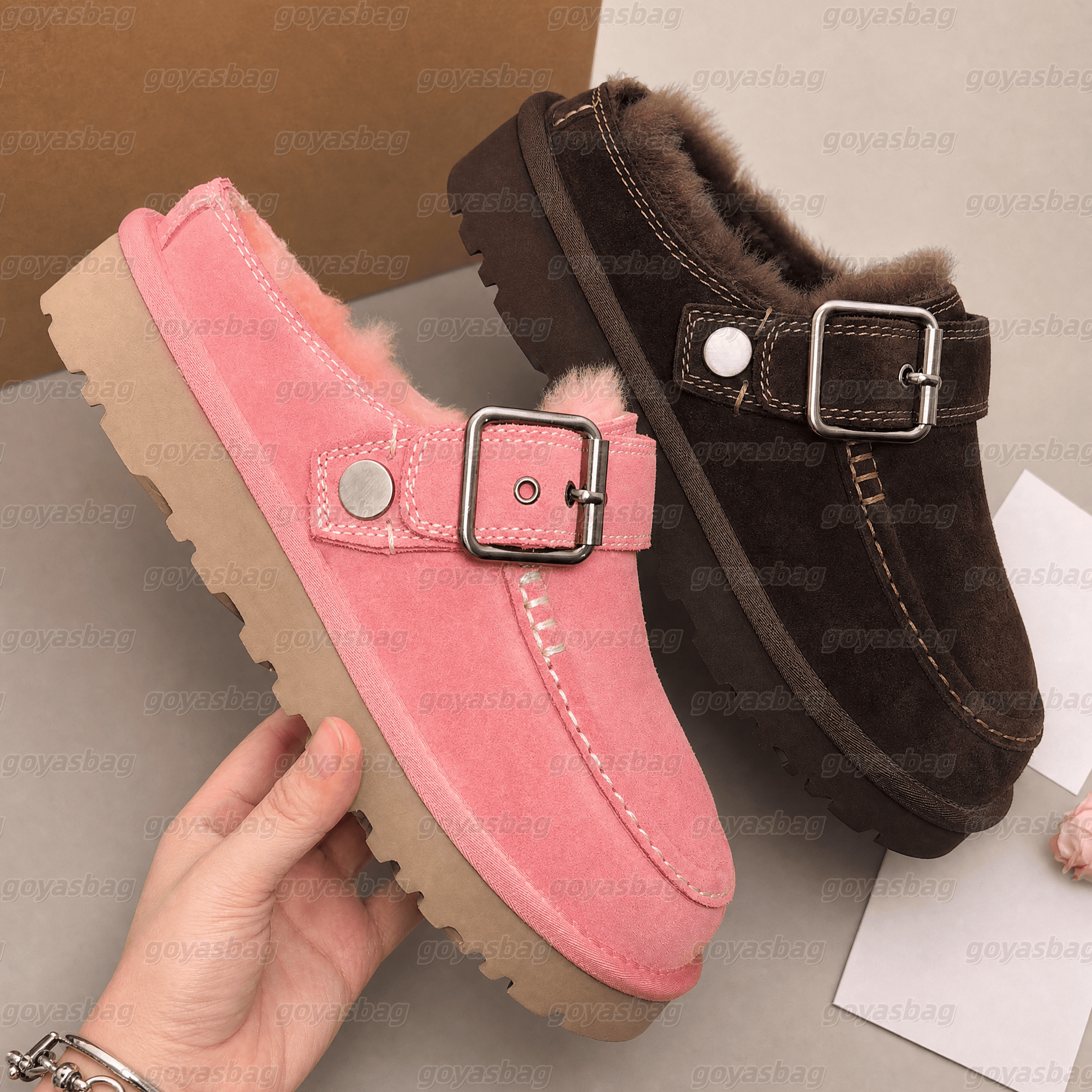 designer shoes goldenstar clog slippers fur slide evelina furry clogs sandals men women tazz tasman winter warm slippers brown slides
