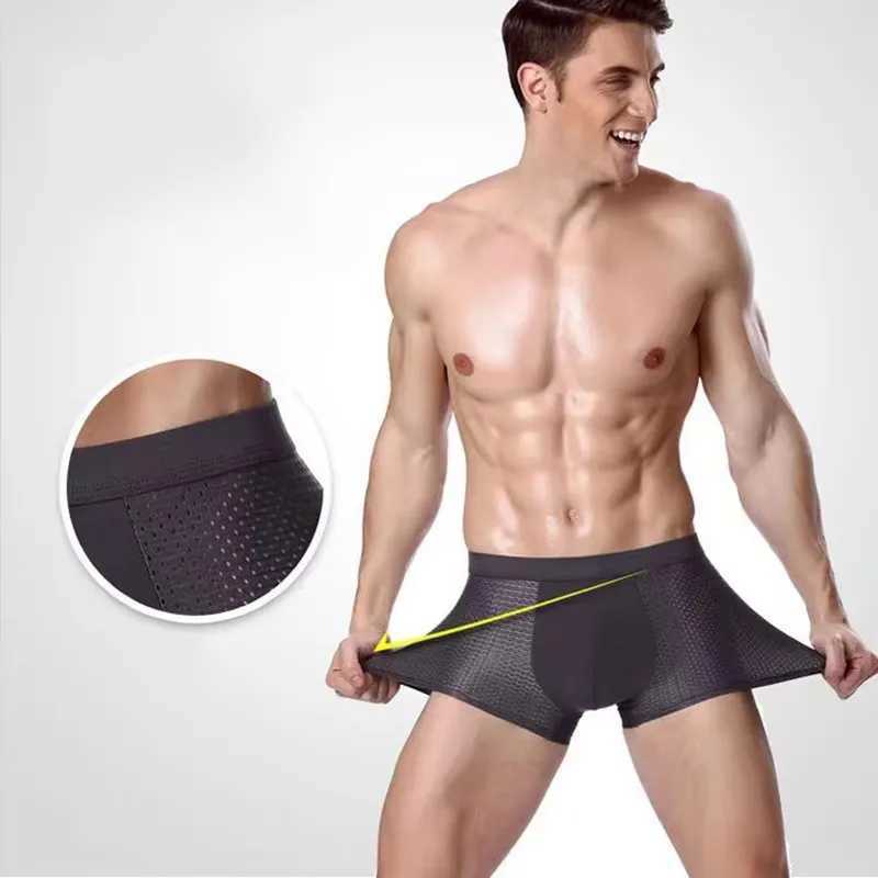 Of Pieces/Set Underpants Sports 4 Ice Silk Lightweight Breathable Boxer Men's New Underwear Men's Flat Agle pants Seamless Large Size Unde