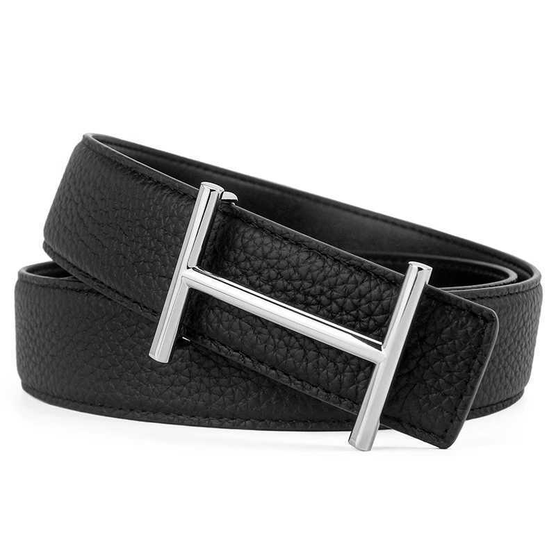 3.4cm Width Genuine Leather Business Belt Cowboy Waistband Men Litchi Stria Buckle Beltswith Letter HWomen Mens Belt H260718 S260919FY6T
