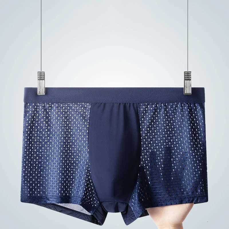 Ice Underpants Underwear 4pcs Men's Silk Mesh Men Boxershorts Plus Size Panties Solid Sexy Men Boxer Summer Breathable Intimate Underpants D260