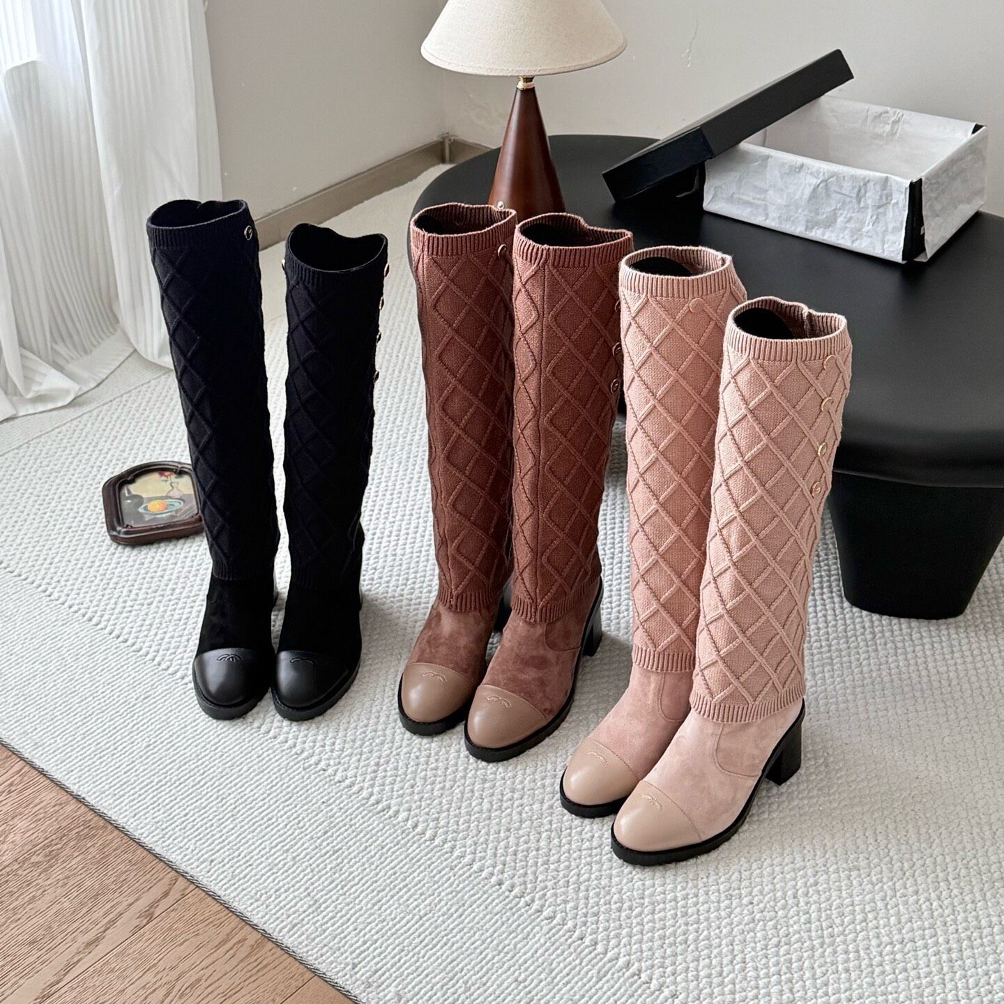 shoe boot heel Designer Luxury knee high winter suede leather block platform pink tall woman fall western cowgirl comfort casual fashion quality bra