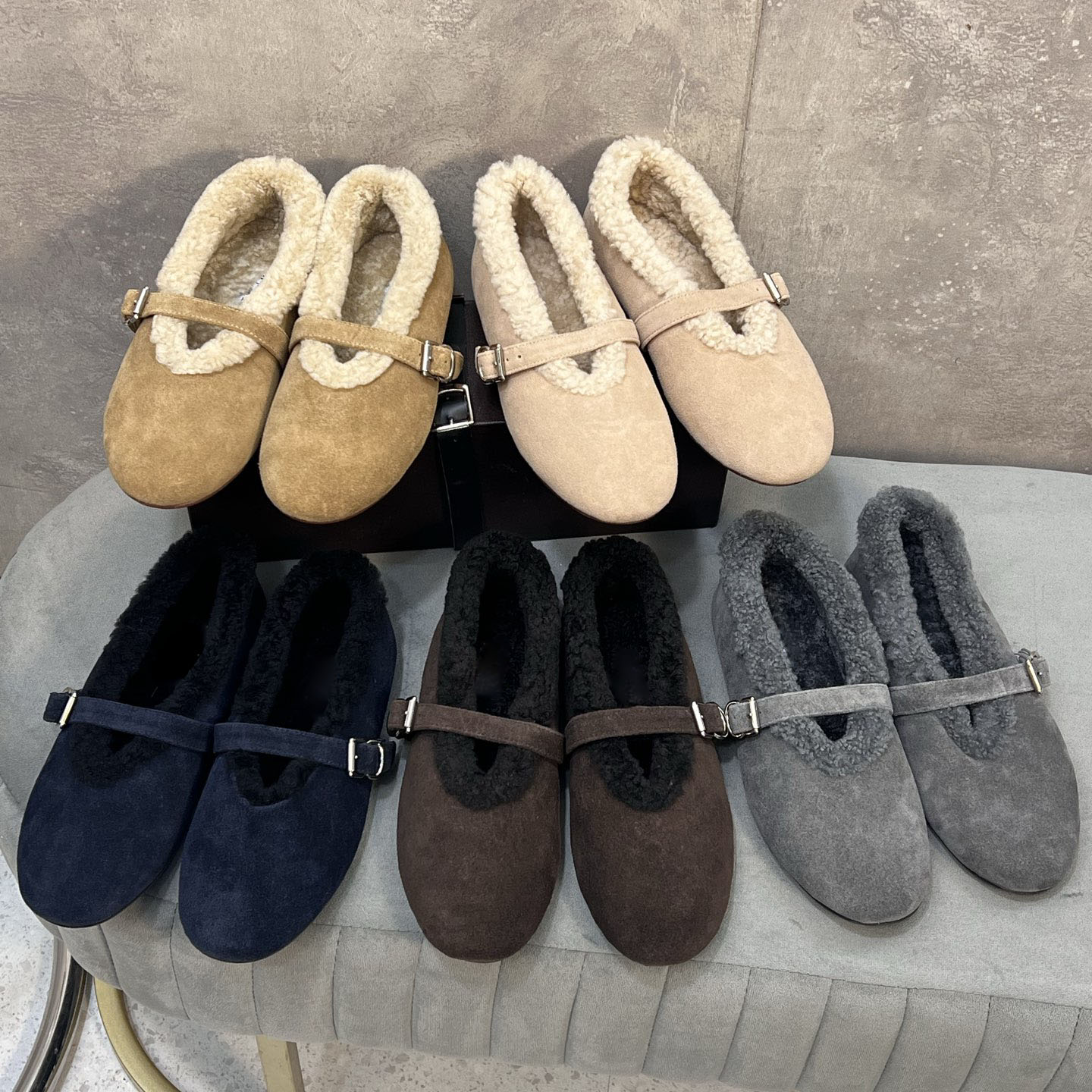 High quality fashionable womens shoes autumn and winter new Teddy wool flat ballet shoes wool shoes Mary Jane warm single shoes