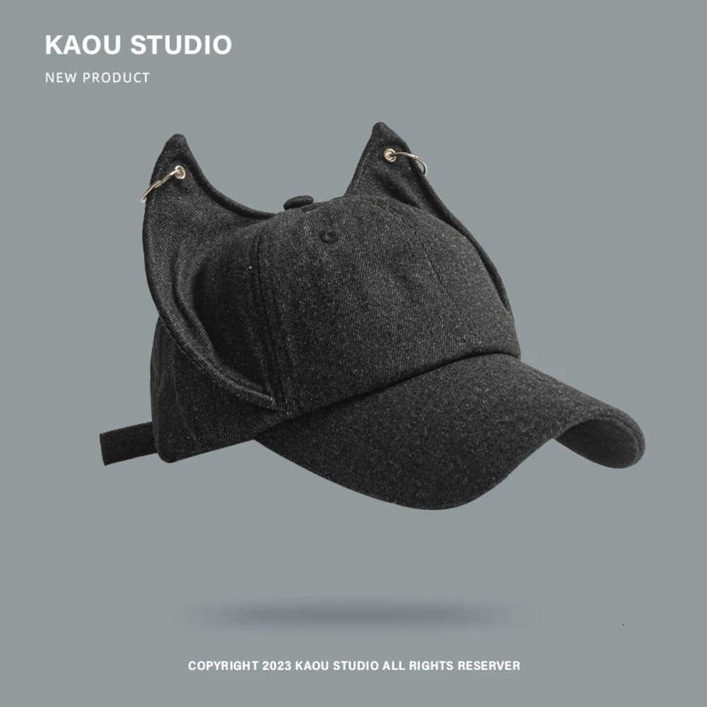 Cute Berets Niche Y2k Personality Ears Cowboy Baseball CAP Men's and Women's Metal Buckle Trend Sunshade Adjustable Hip Hop Hat J260919