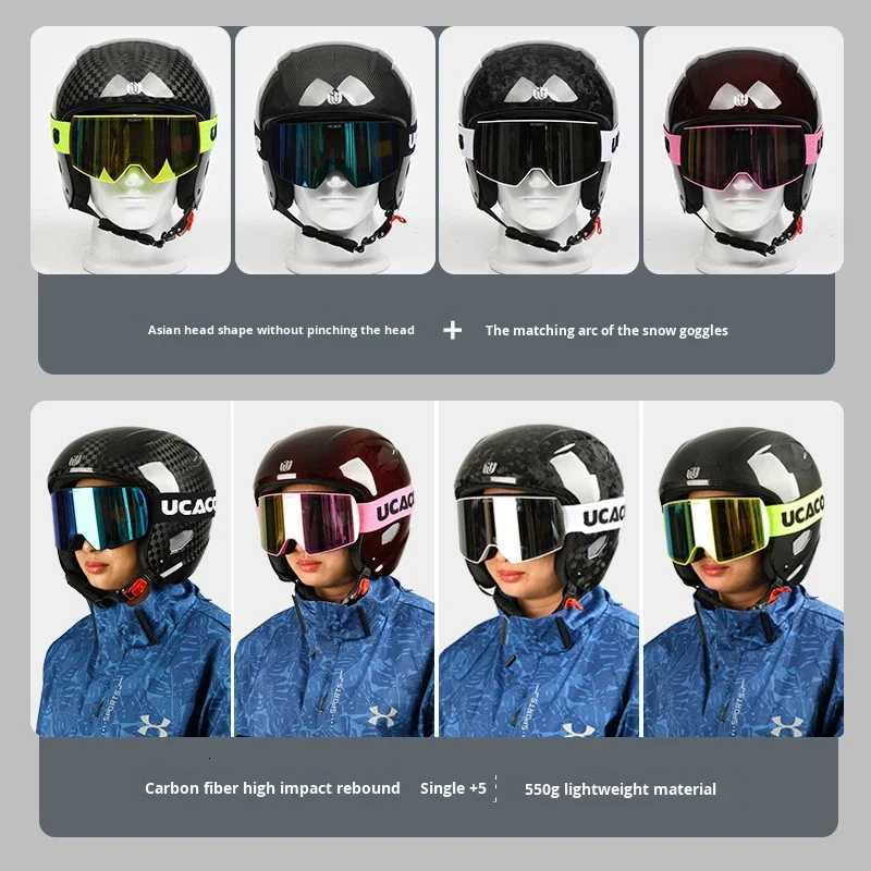Ski Ski Fiber Helmets Carbon Helmet Snowboard Full Face Protective Gear CE Certified Paragliding Flying Helmet Men Women Winter Sports D2609191