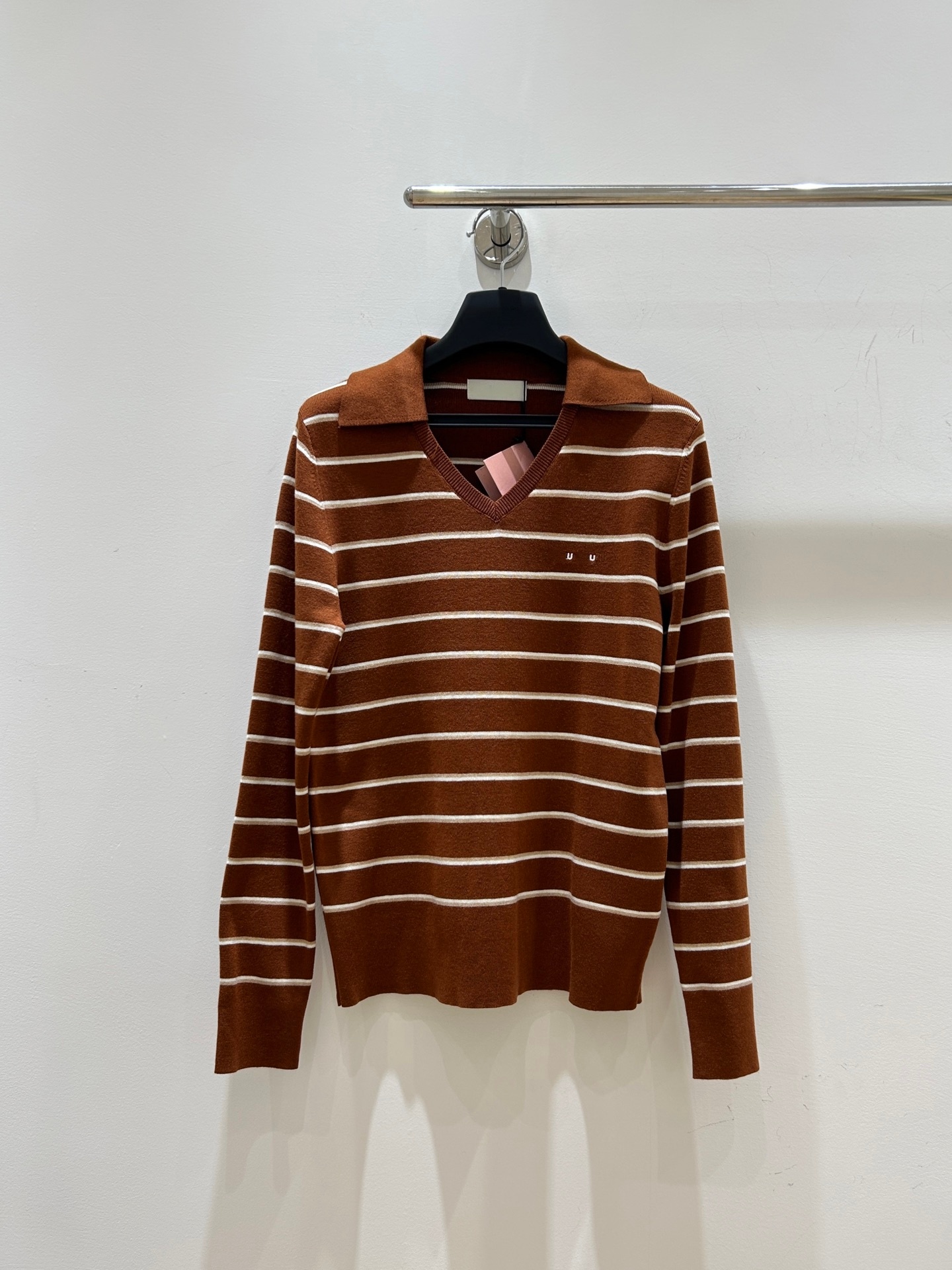 Pull chaud à manches longues en laine mélangée pour femme avec col - M M