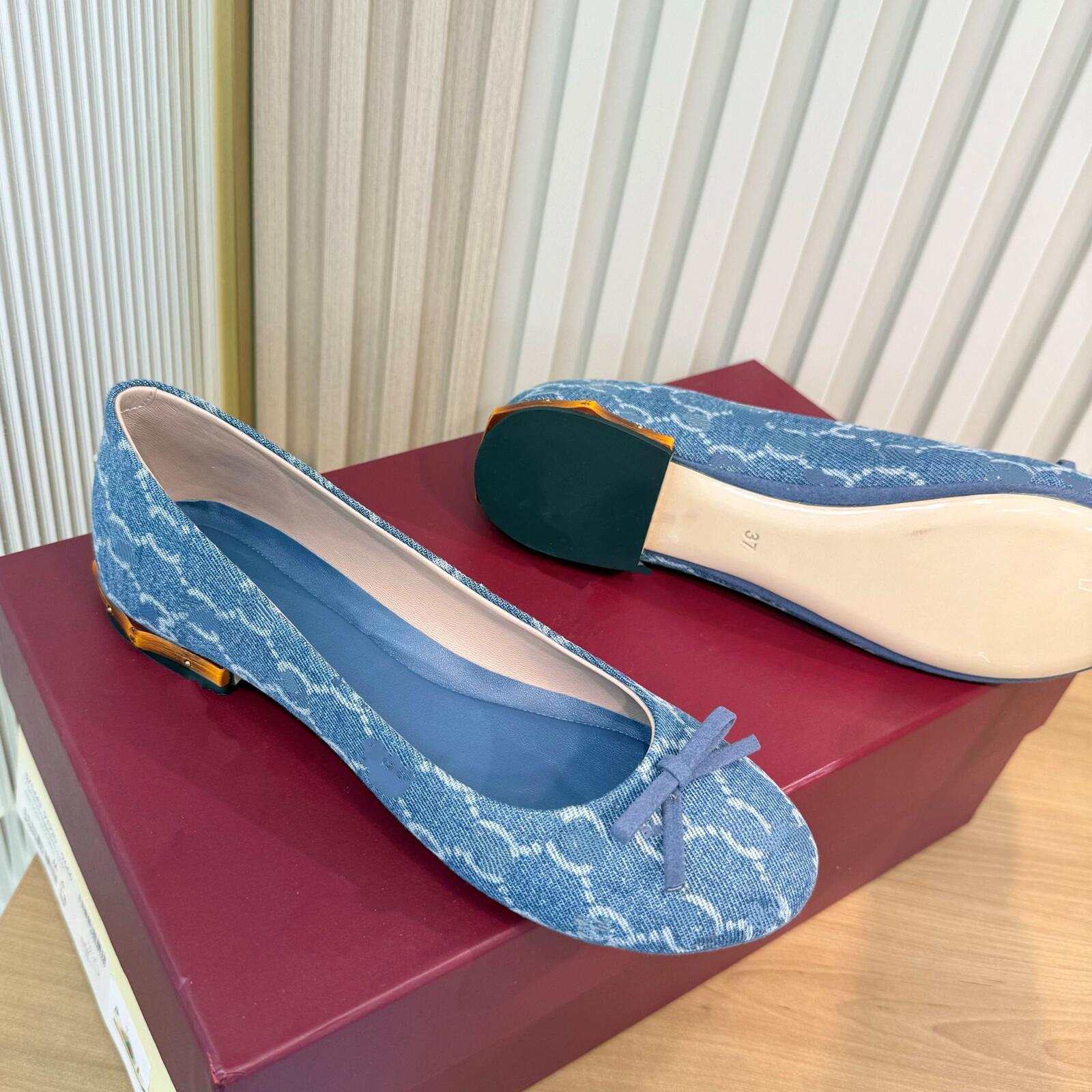 Fashion denim canvas ballerina bamboo designer ballet flat shoe womens loafer Luxury Primavera dress dance yoga Mary Jane shoe outdoor autumn bowl w
