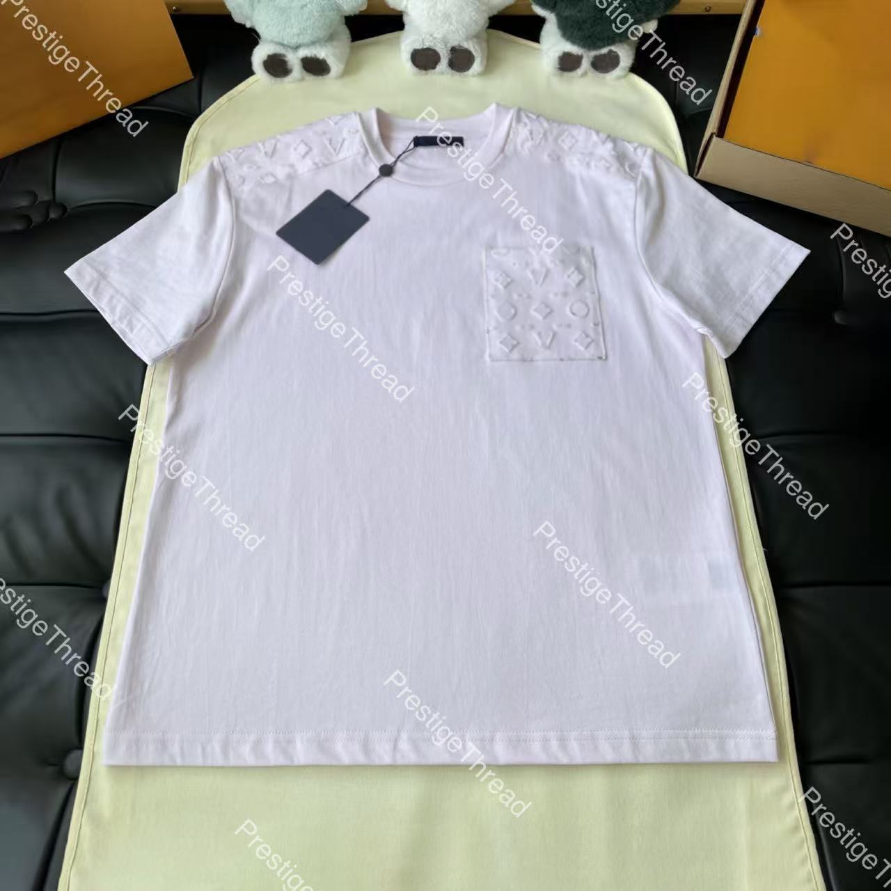 26ss gold foil ink embossed crew neck short sleeve designer Men's T-Shirt with 3D raised print in pink and black