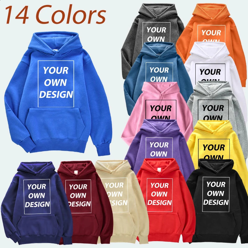 Customized DIY printed men's and women's fall/winter hooded casual classic sweater, simple and comfortable streetwear, soft and warm sport